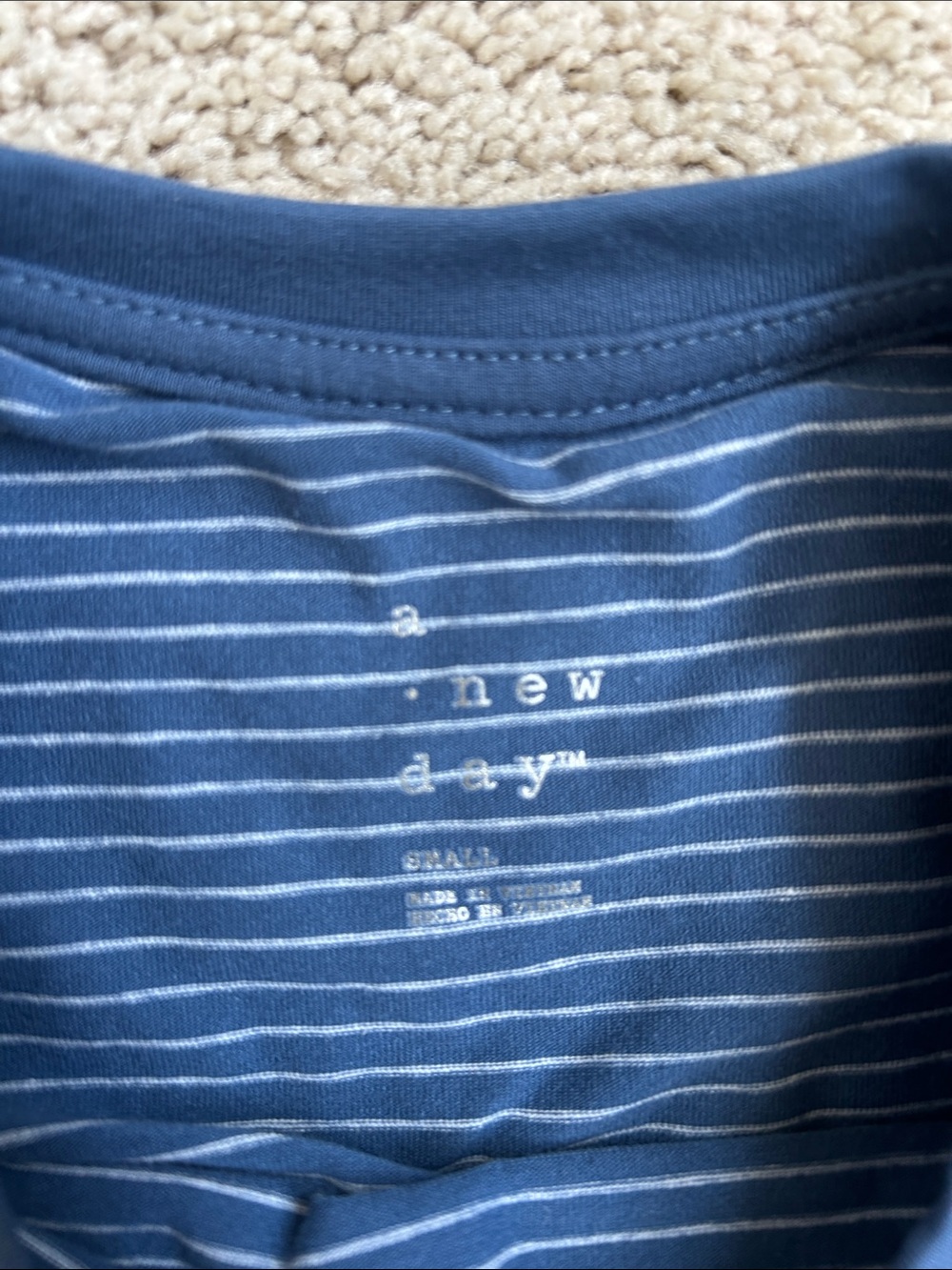 A New Day Blue Striped Drawstring Waist Casual Dress, S - Picture 3 of 3